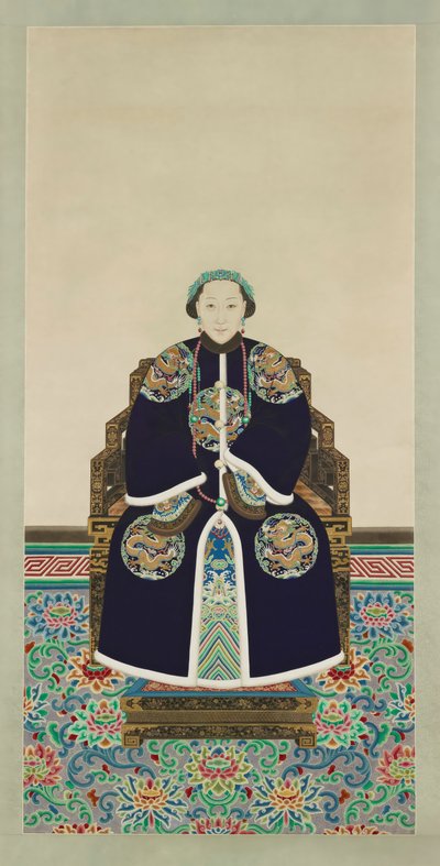 Portræt af Lady Hejia, prins Zaizhis sekundære hustru (1839-1880) (blæk og farve på papir) af Qing dynasty Chinese School