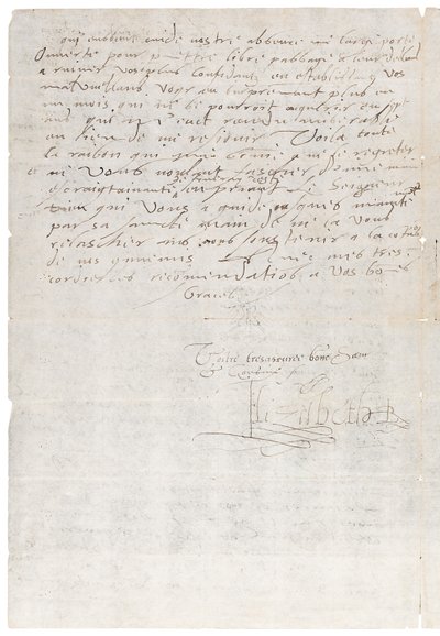 Brev på fransk fra Elizabeth I af England til Henrik af Navarra, senere Henrik IV af Frankrig, ca. 1585 af Queen Elizabeth I of England and