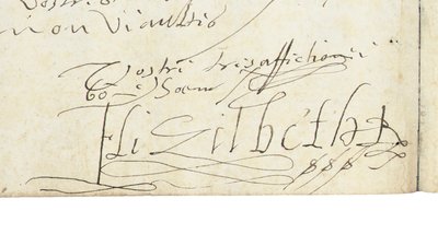 Underskrift på et brev fra Elizabeth I af England til Henri IV af Frankrig, ca. 1596 af Queen Elizabeth I of England and