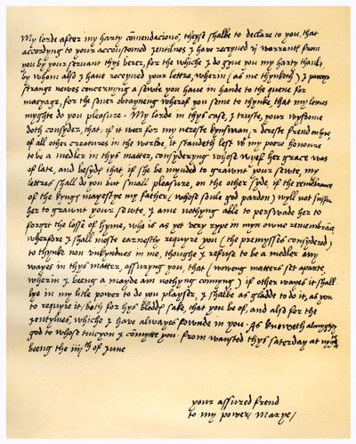 Brev fra Queen Mary I til Lord Seymour af Sudeley, 4. juni 1547. af Queen Mary I