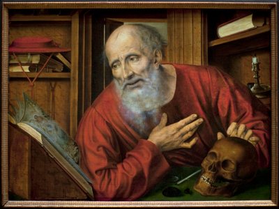 Sankt Hieronymus i sin celle. Maleri af Quentin Metsys (Quinten Massys) (1466-1530), første halvdel af det 16. århundrede, flamsk primitiv kunst. Kunsthistorisches Museum, Wien, Østrig. af Quentin Massys or Metsys
