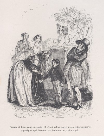 Han rejste sig som de små havmonstre, der pryder springvandene. fra den lille elendighed..., 1843. af Quichon