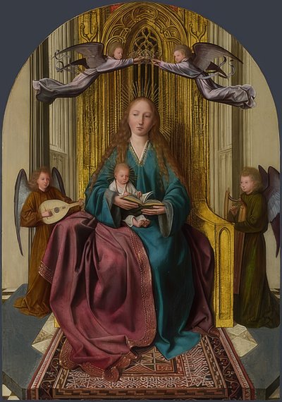 Madonna troner med barn og fire engle. Omkring 1506-09 af Quinten Massys