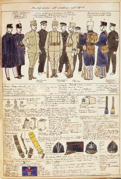 Uniforme variationer af Kongeriget Italien, farveplade af Quinto Cenni af Quinto Cenni