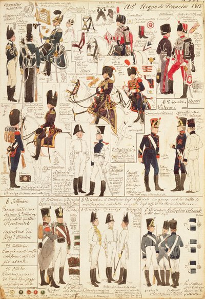 Uniformer of Hunters on horseback of Kingdom of France, af Quinto Cenni, farveplade af Quinto Cenni