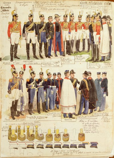 Uniformer of Papal Noble Guards, farveplade af Quinto Cenni af Quinto Cenni