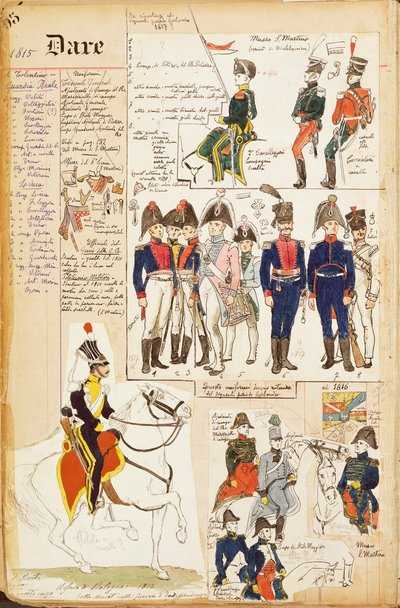 Forskellige uniformer, af Quinto Cenni, farveplade, ca. 1815 af Quinto Cenni