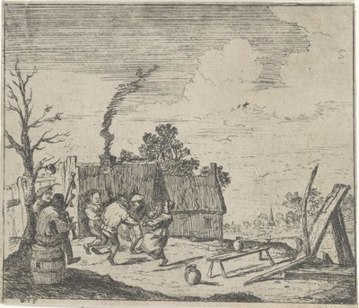 Dansende bønder til to musikeres musik af Quirin Boel (possibly)