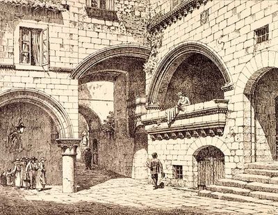 En del af Piazza San Pellegrino, Viterbo, Italien, fra 