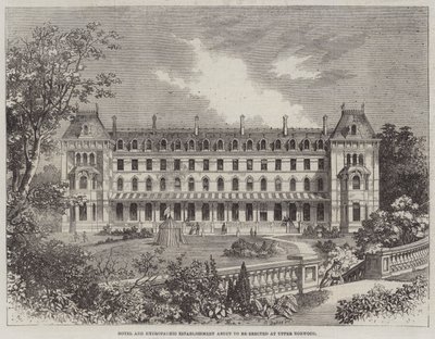 Hotel og hydropatisk etablissement ved at blive opført i Upper Norwood af R. Dudley