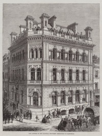 Nye kontorer for National Provident Institution i Eastcheap af R. Dudley