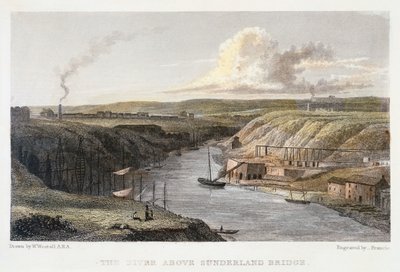 The Wear over Sunderland Iron Bridge, c1829. af R Francis