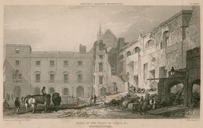 Ruinerne af House of Lords, Westminster af R. W. Billings