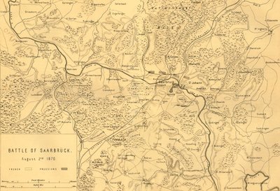 Kort over slaget ved Saarbrücken, 2. august 1870, c1872. af R. Walker