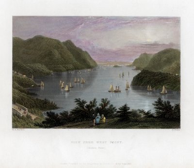 Hudson-floden set fra West Point, USA, 1837. af R. Wallis