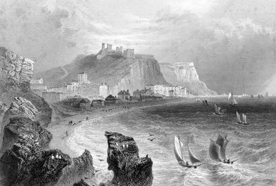 Kystlinjen ved Hastings, East Sussex, 1840. af R. Wallis