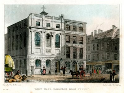 Rådhus, Borough High Street, Southwark, London, 1830. af R. Winkles