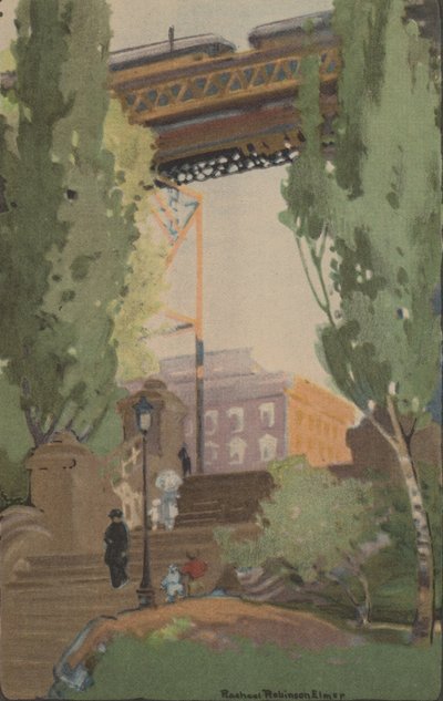 The Elevated Railroad på 110th Street, 1914. af Rachael Robinson Elmer