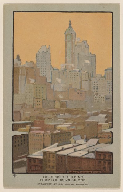 Singer Building fra Brooklyn Bridge af Rachael Robinson Elmer