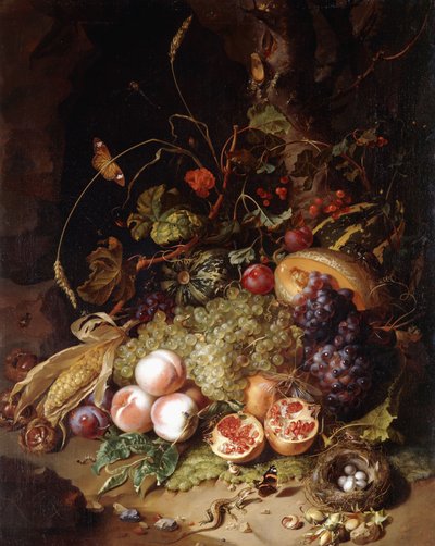Stilleben med frugt og insekter, af Rachel Ruysch