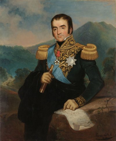 Posthumt portræt af Herman Willem Daendels, generalguvernør i Hollandsk Ostindien af Raden Sarief Bastaman Saleh