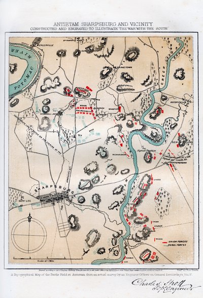 Kort over Antietam, Sharpsburg og Omegn, Maryland, 1862 1862-1867. af Rae Smith