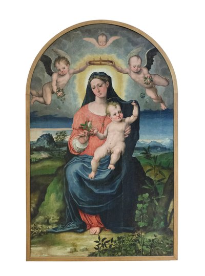 Madonna med barn, før 1543 (olie på panel) af Raffaellino di Michelangelo (16th century)
