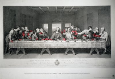 Gravering lavet for at markere 5-årsdagen for Leonardo da Vincis sidste nadver i Santa Maria delle Grazie, Milano af Raffaello Sanzio Morghen