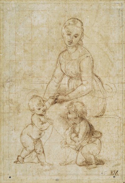 Studie for The Beautiful Gardener, ca 1506-1507. af Raffaello Sanzio Raphael