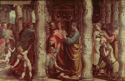 The Healing of the Lame Man (tegnefilm til Det Sixtinske Kapel) (FØR RESTORATION) af Raffaello Sanzio Raphael