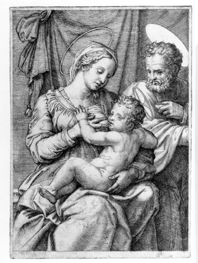Den hellige familie, graveret af Marcantonio Raimondi, ca. 1515 af Raffaello Sanzio Raphael