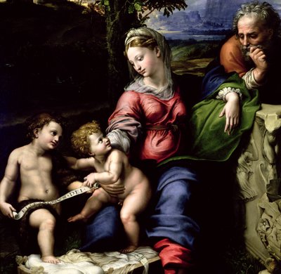 Egetræets hellige familie, ca. 1518 (detalje af 56298) af Raffaello Sanzio Raphael