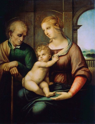 Den hellige familie eller Madonna med den skægløse Joseph, c1506 af Raffaello Sanzio Raphael
