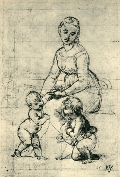 Madonnaen, Kristusbarnet og Johannes, 1507, 1943. af Raffaello Sanzio Raphael