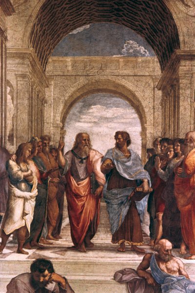 Skolen i Athen, detalje af Platon og Aristoteles, 1508-1511 af Raffaello Sanzio Raphael