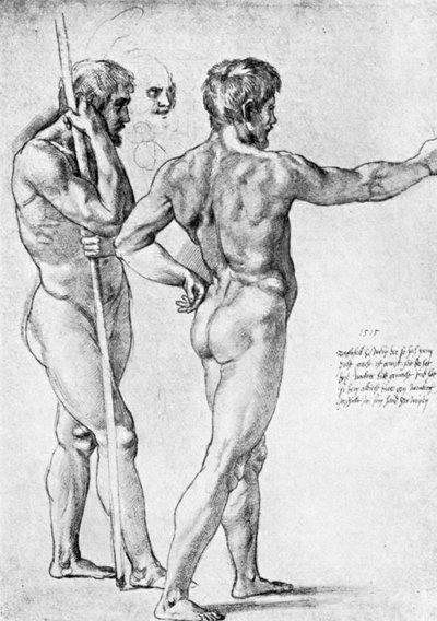 To mandlige nøgenstudier, 1515, 1912. af Raffaello Sanzio Raphael