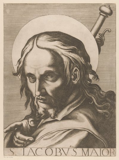Sankt Jakob af Meerdere St. James the Greater (titel på objekt) Kristus, Maria og de tolv apostelen (serietitel) The Sacred Apostolic College (serietitel) af Raffaello Schiaminossi