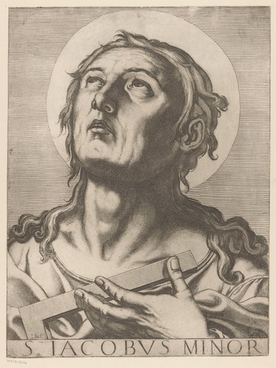 Heilige Jakobus de Mindere St. Jakob den Mindre (titel på objekt) Kristus, Maria og de tolv apostelen (serietitel) The Sacred Apostolic College (serietitel) af Raffaello Schiaminossi