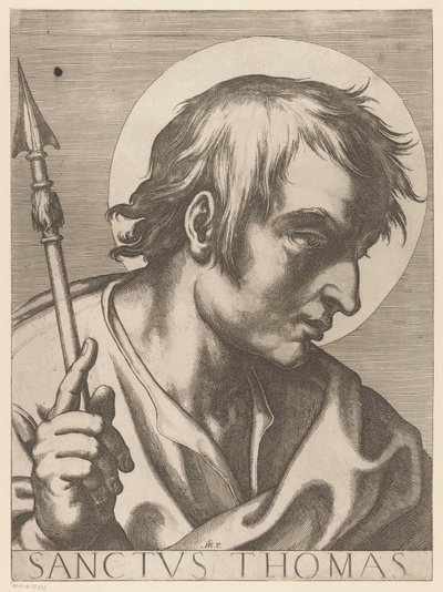 Sankt Thomas Sankt Thomas (titel på objekt) Kristus, Maria og de tolv apostelen (serietitel) The Sacred Apostolic College (serietitel) af Raffaello Schiaminossi