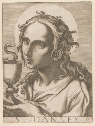 Johannes evangelisten St. John (titel på objekt) Kristus, Maria og de tolv apostelen (serietitel) The Sacred Apostolic College (serietitel) af Raffaello Schiaminossi