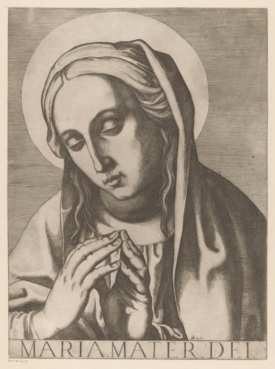 Maria Maria Mater Dei (titel på objekt) Kristus, Maria og de tolv apostelen (serietitel) The Sacred Apostolic College (serietitel) af Raffaello Schiaminossi