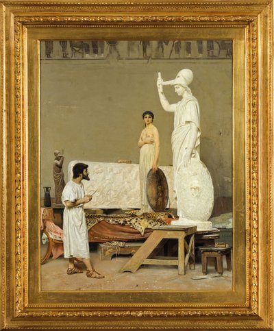 Phidias arbejder på sin statue af Minerva, 1869. af Raffaello Sorbi