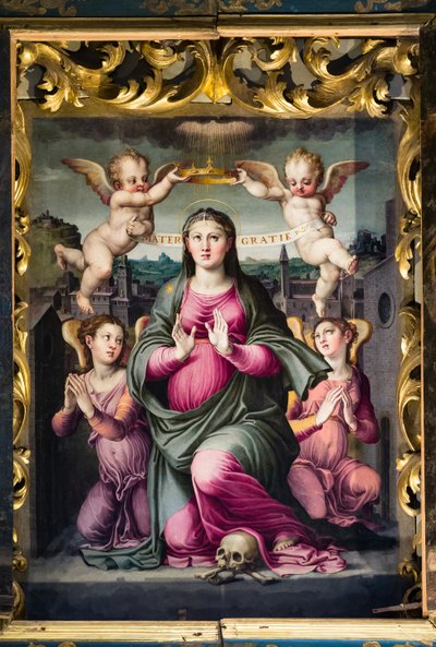 Madonna delle Grazie (olie på panel) af Raffaello dal Colle