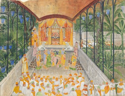 Fejring af Krishna Janamashtamis fødsel, ca. 1880-1900. af Ragunath
