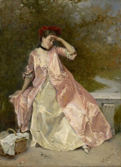 Kvinde med en picnickurv, ca. 1890 af Raimundo de Madrazo y Garreta