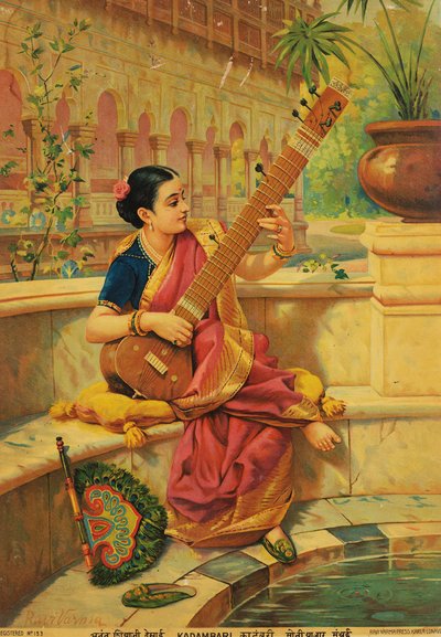 Kadambari spiller sitar af Raja Ravi Varma