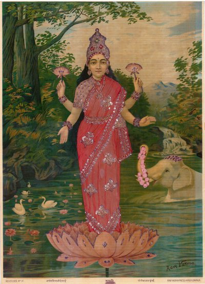 Lakshmi Embellished, af Ravi Varma Press, rediger af Raja Ravi Varma