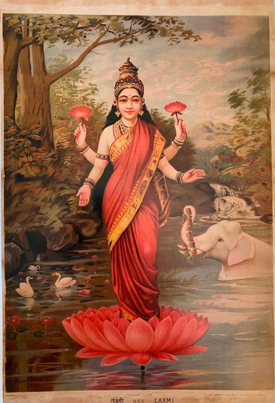 Lakshmi, af Ravi Varma Fine Art Lithographic Press, Bombay, 1894 af Raja Ravi Varma