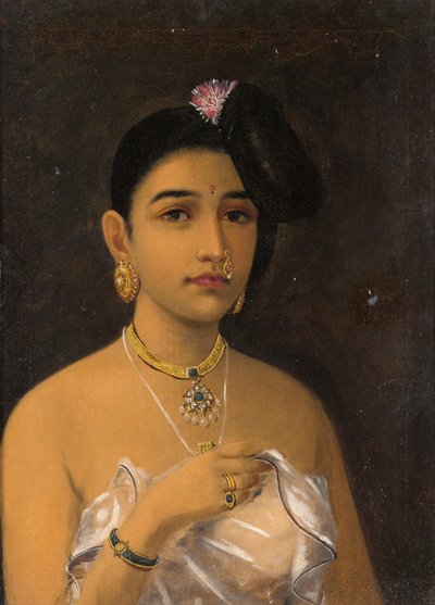 Maliyali Beauty (olie på lærred) af Raja Ravi Varma