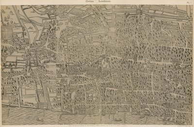Civitas Londinium, fra den originale undersøgelse i Guildhall Library, fra dronning Elizabeths regeringstid af Ralph Agas